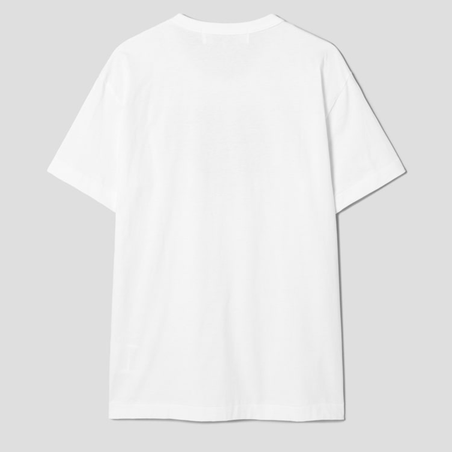 PLAY COMME des GARÇONS (Unisex) Black Heart Print Stud T-Shirt – White