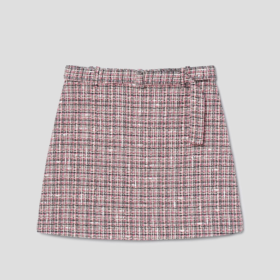 Theory Women Multicolor Tweed A-Line Mini Skirt - Pink Multi