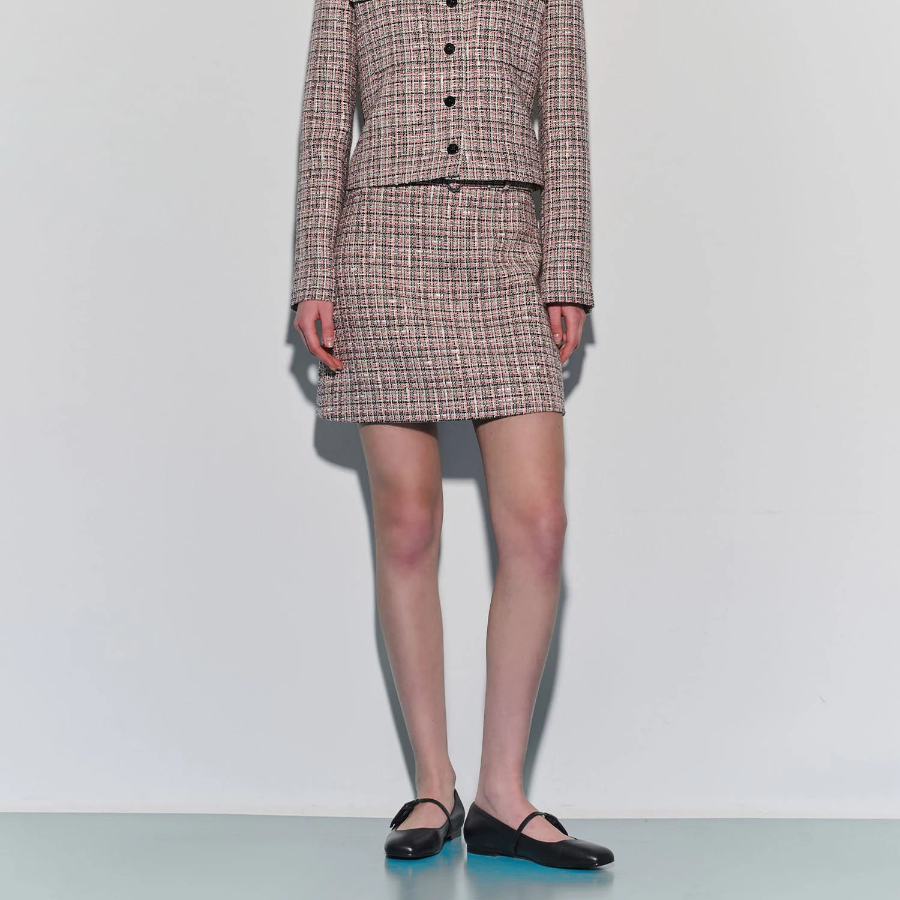 Theory Women Multicolor Tweed A-Line Mini Skirt - Pink Multi