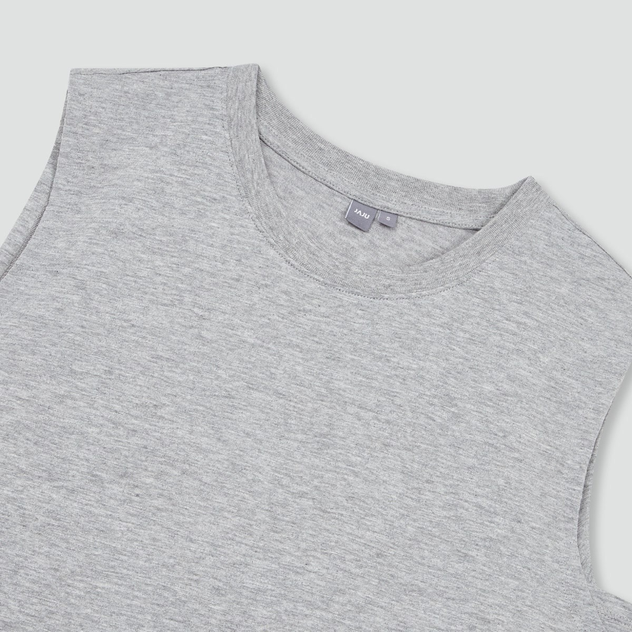JAJU Slub Sleeveless T-Shirt – Melange Grey
