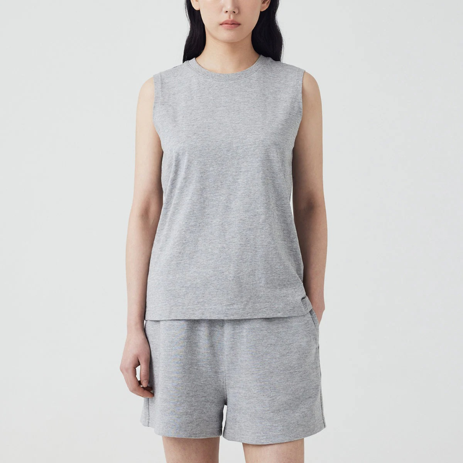 JAJU Slub Sleeveless T-Shirt – Melange Grey