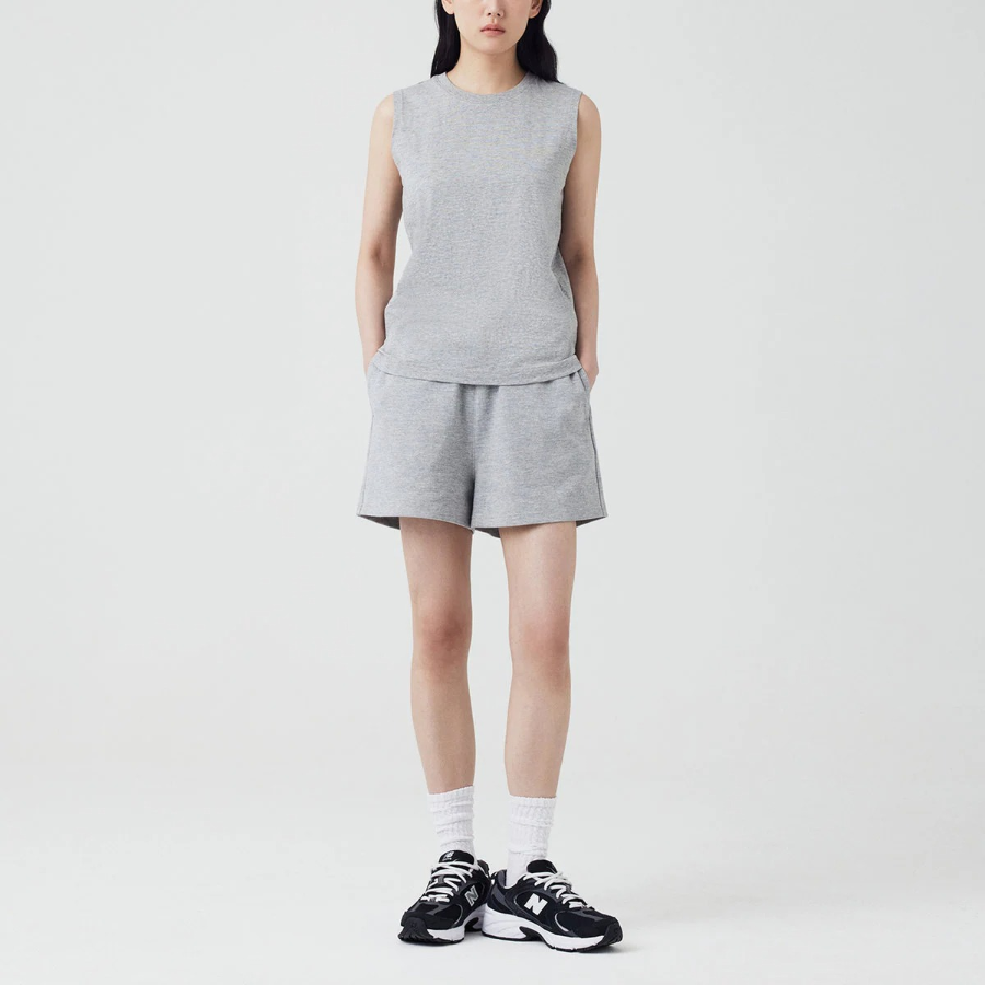 JAJU Slub Sleeveless T-Shirt – Melange Grey