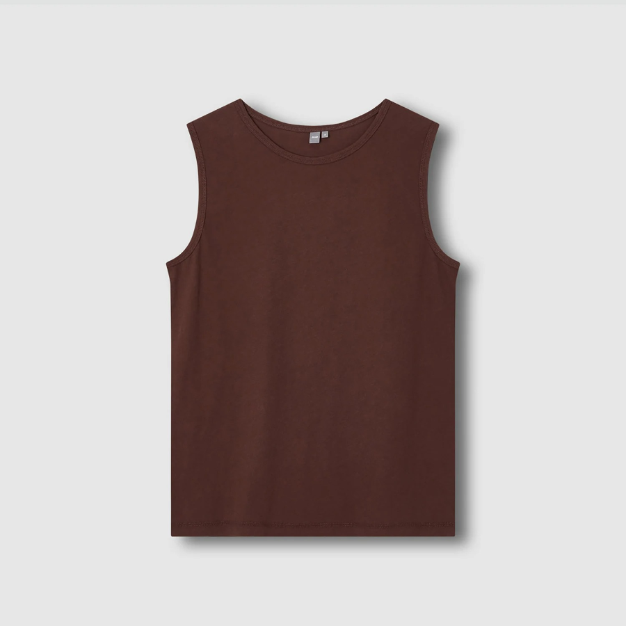 JAJU Cotton Twist Yarn Sleeveless T-Shirt – Brown