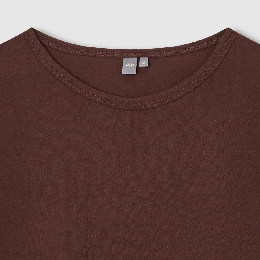 JAJU Cotton Twist Yarn Sleeveless T-Shirt – Brown