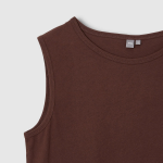 JAJU Cotton Twist Yarn Sleeveless T-Shirt – Brown