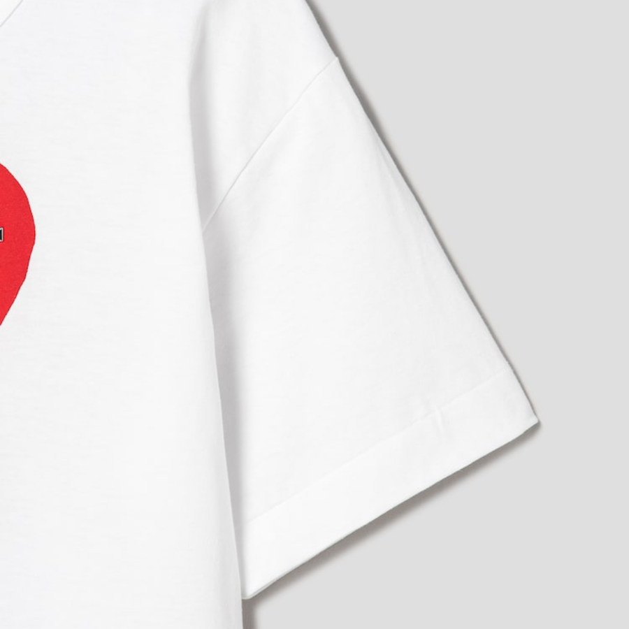 PLAY COMME des GARÇONS (Unisex) Red Heart Print Stud T-Shirt – White