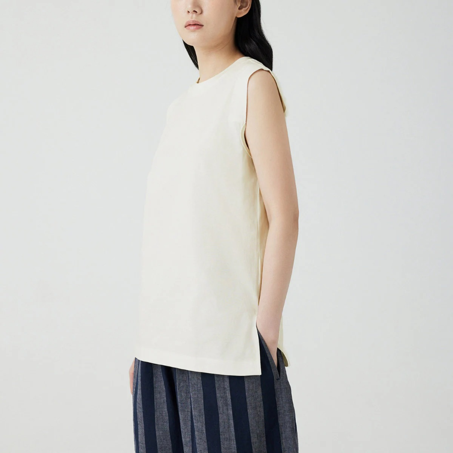 JAJU Panel Sleeveless T-Shirt – White