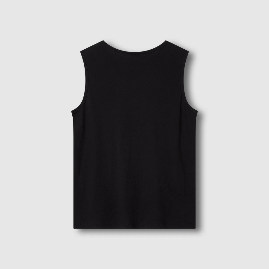 JAJU Cotton Twist Yarn Sleeveless T-Shirt – Black