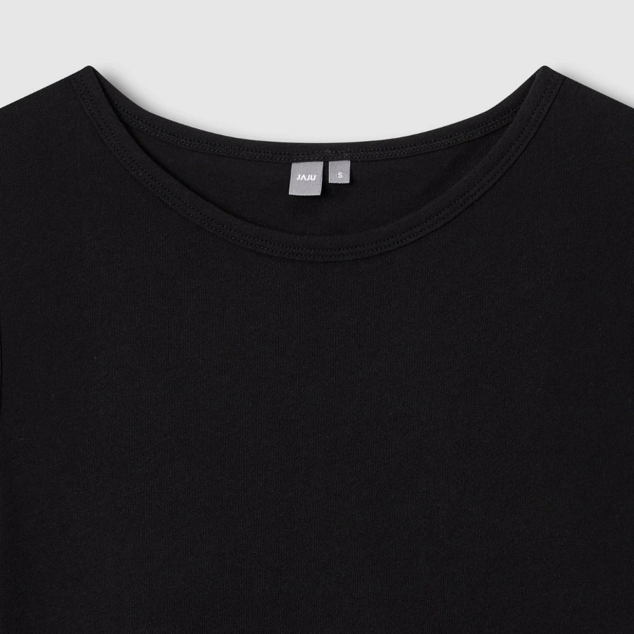 JAJU Cotton Twist Yarn Sleeveless T-Shirt – Black