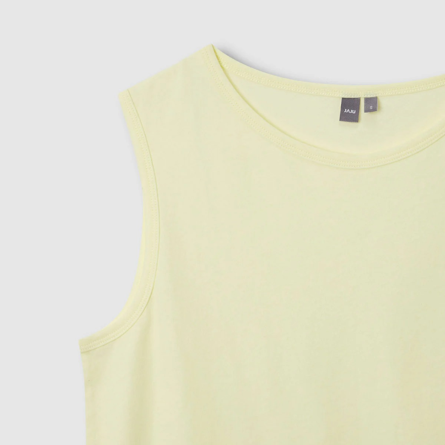 JAJU Cotton Twist Yarn Sleeveless T-Shirt – Yellow