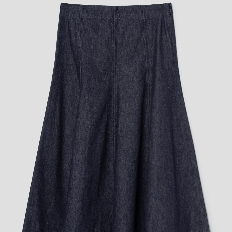 Theory Women Mod Denim Flare Seam Midi Skirt - Indigo