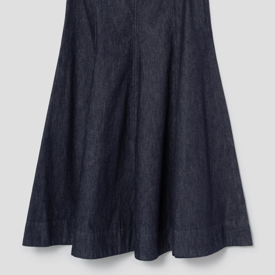 Theory Women Mod Denim Flare Seam Midi Skirt - Indigo