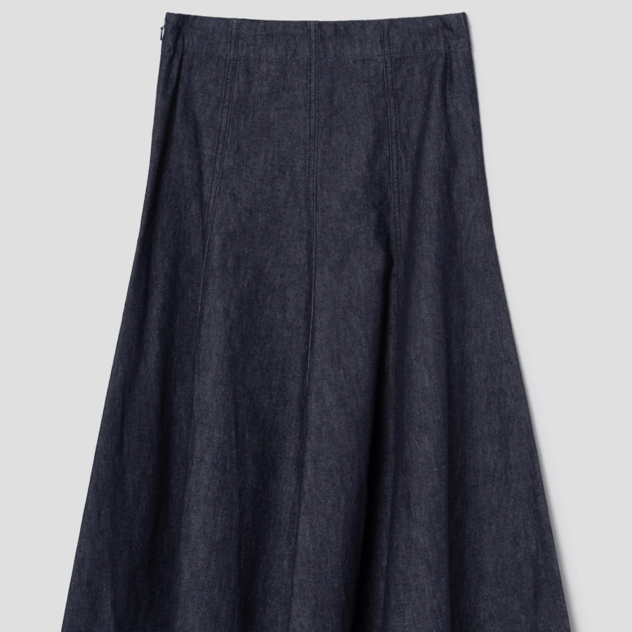 Theory Women Mod Denim Flare Seam Midi Skirt - Indigo