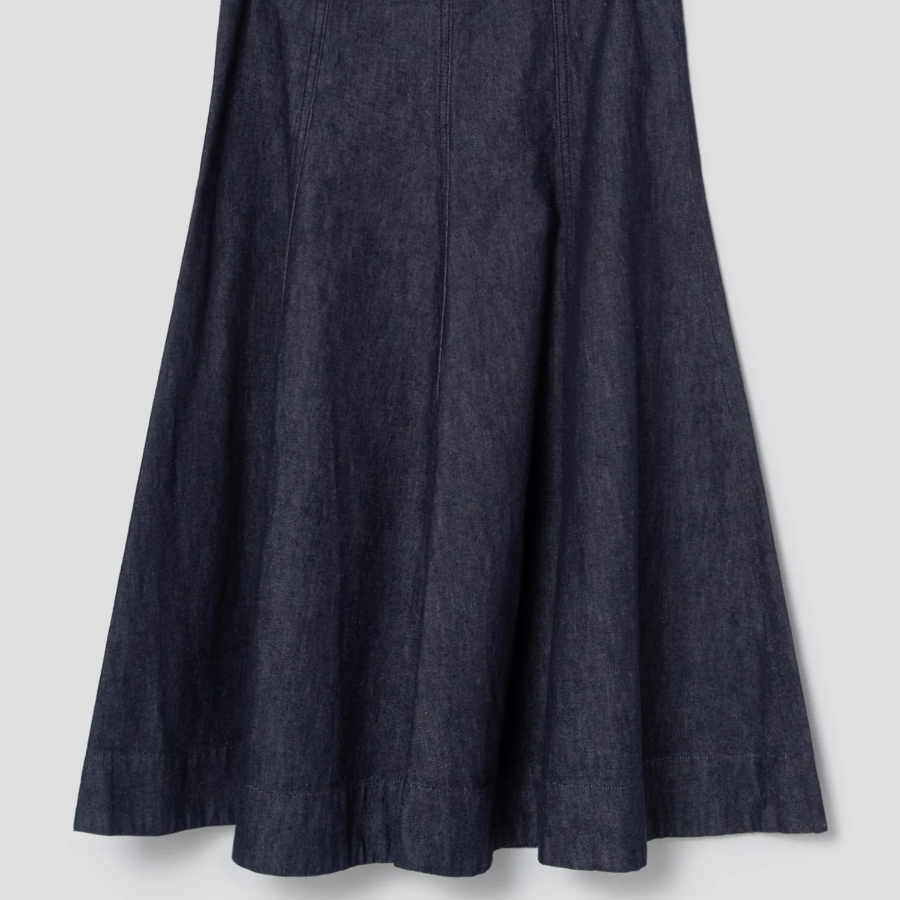 Theory Women Mod Denim Flare Seam Midi Skirt - Indigo