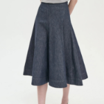 Theory Women Mod Denim Flare Seam Midi Skirt - Indigo