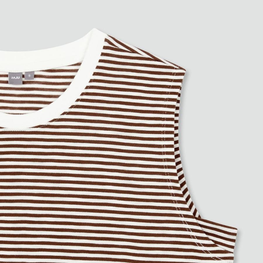 JAJU Slub Sleeveless T-Shirt – Light Brown