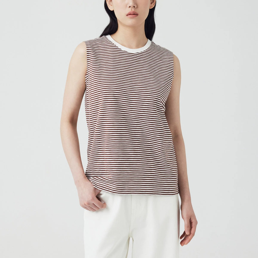 JAJU Slub Sleeveless T-Shirt – Light Brown