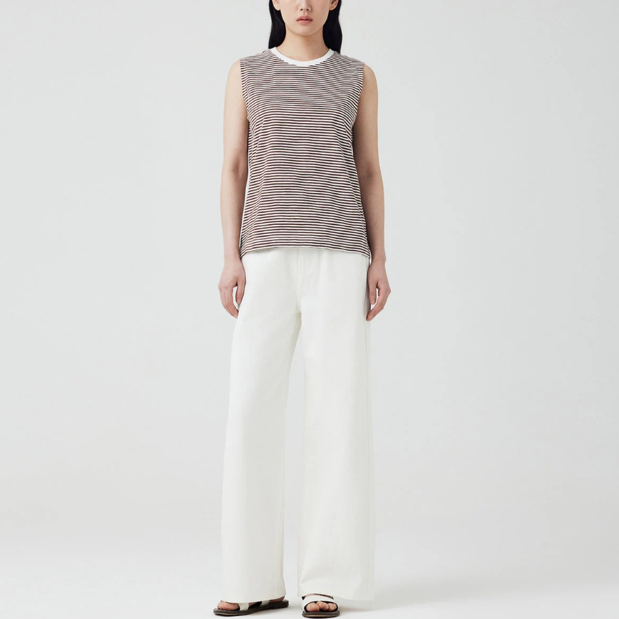 JAJU Slub Sleeveless T-Shirt – Light Brown