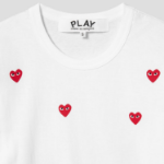 PLAY COMME des GARÇONS (Unisex) 6 Heart Short Sleeve T-Shirt – White