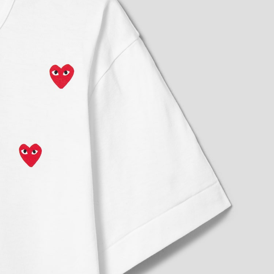 PLAY COMME des GARÇONS (Unisex) 6 Heart Short Sleeve T-Shirt – White