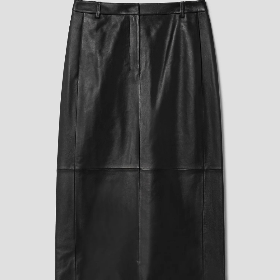 Theory Women Point Nappa Highwaist Midi Trouser Skirt - Black