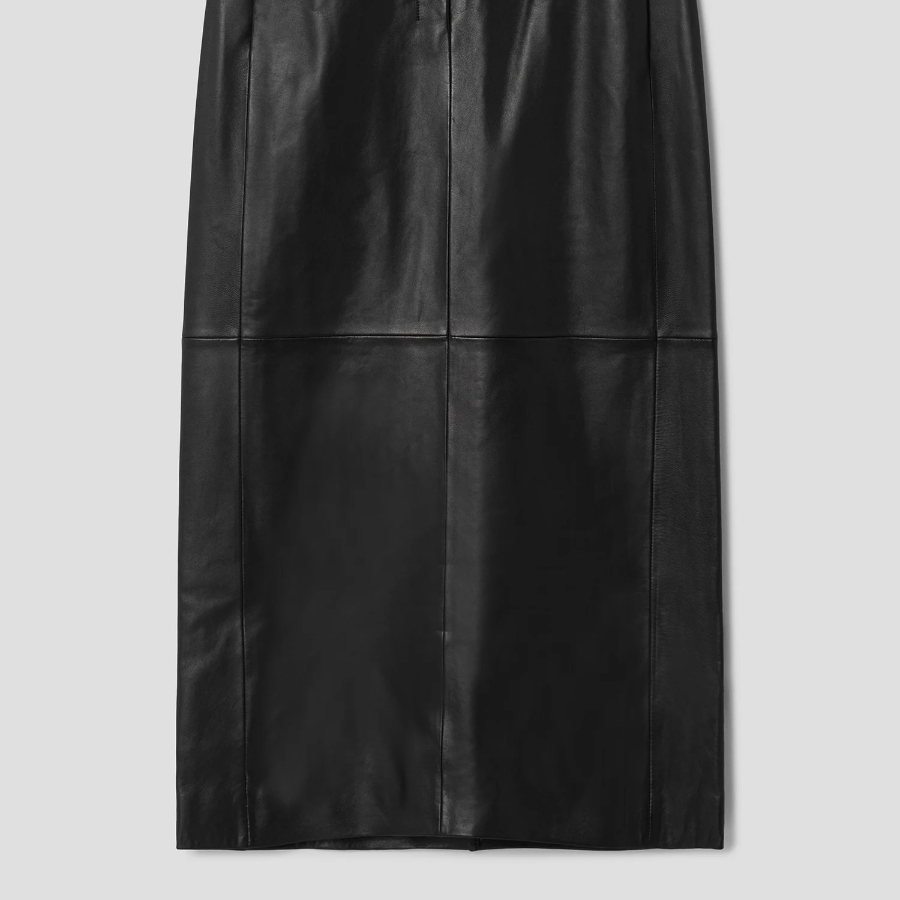 Theory Women Point Nappa Highwaist Midi Trouser Skirt - Black