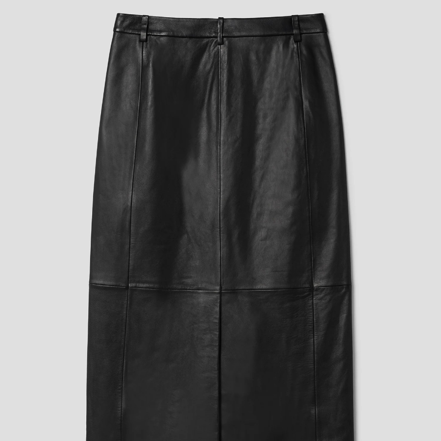 Theory Women Point Nappa Highwaist Midi Trouser Skirt - Black