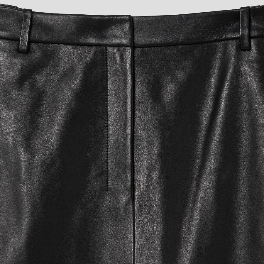 Theory Women Point Nappa Highwaist Midi Trouser Skirt - Black