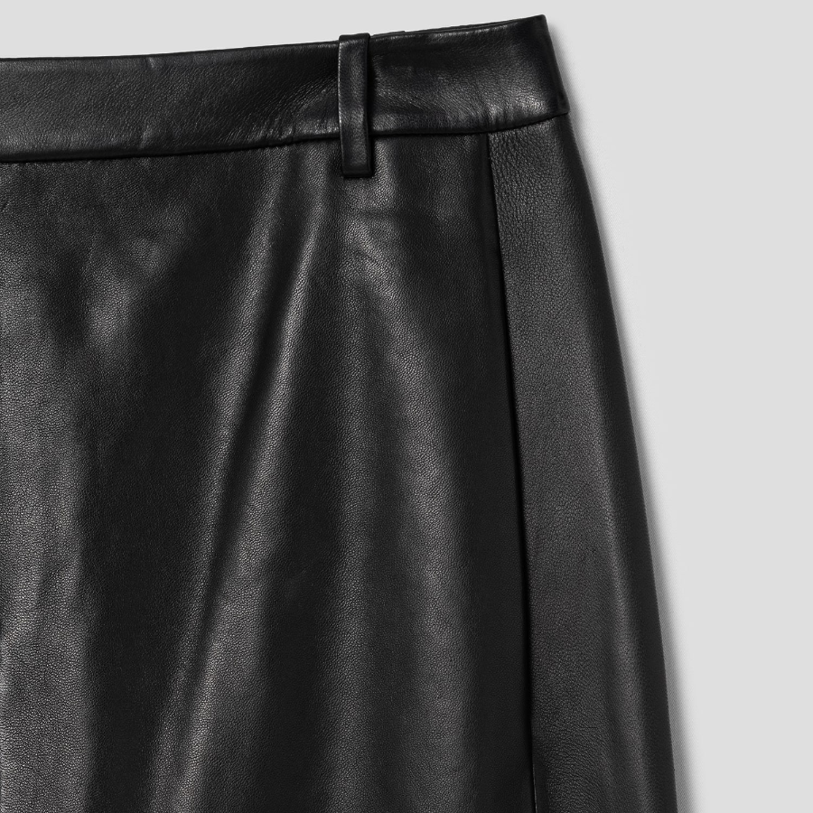 Theory Women Point Nappa Highwaist Midi Trouser Skirt - Black