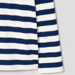 PLAY COMME des GARÇONS (Unisex) Red Heart Wappen Rhinestone Stripe Long Sleeve T-Shirt – Navy