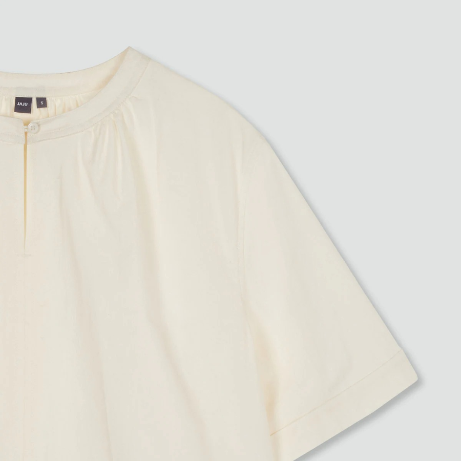 JAJU Short-Sleeve Blouse – Ivory