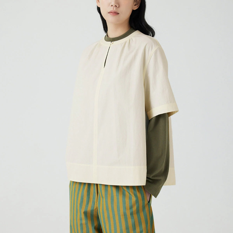 JAJU Short-Sleeve Blouse – Ivory