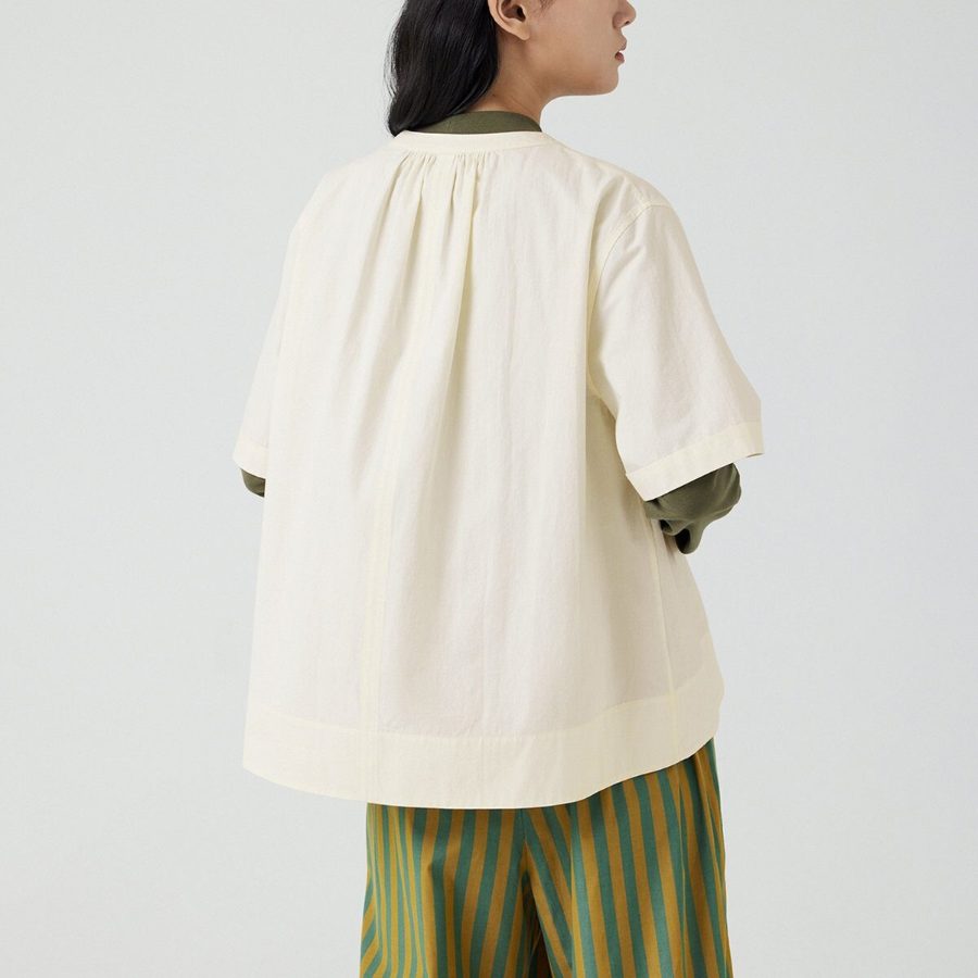 JAJU Short-Sleeve Blouse – Ivory