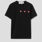 PLAY COMME des GARÇONS (Unisex) Horizontal 3 Heart Short Sleeve T-Shirt – Black
