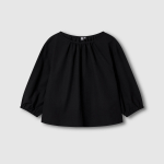 JAJU Seersucker 3/4 Sleeve Tunic Blouse – Black