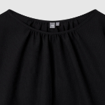 JAJU Seersucker 3/4 Sleeve Tunic Blouse – Black