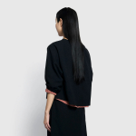 JAJU Seersucker 3/4 Sleeve Tunic Blouse – Black