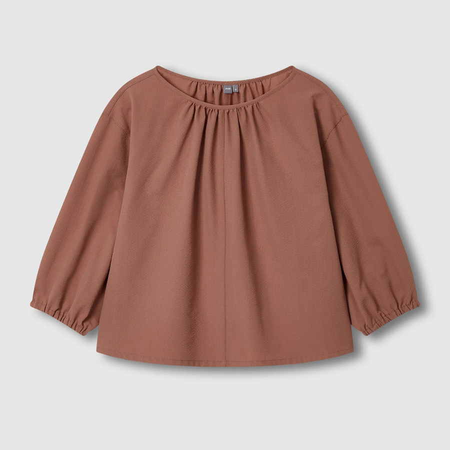 JAJU Seersucker 3/4 Sleeve Tunic Blouse – Brick