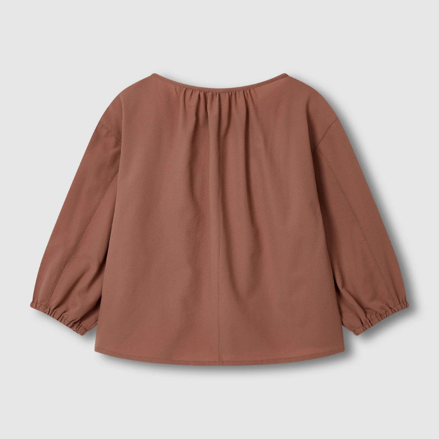 JAJU Seersucker 3/4 Sleeve Tunic Blouse – Brick