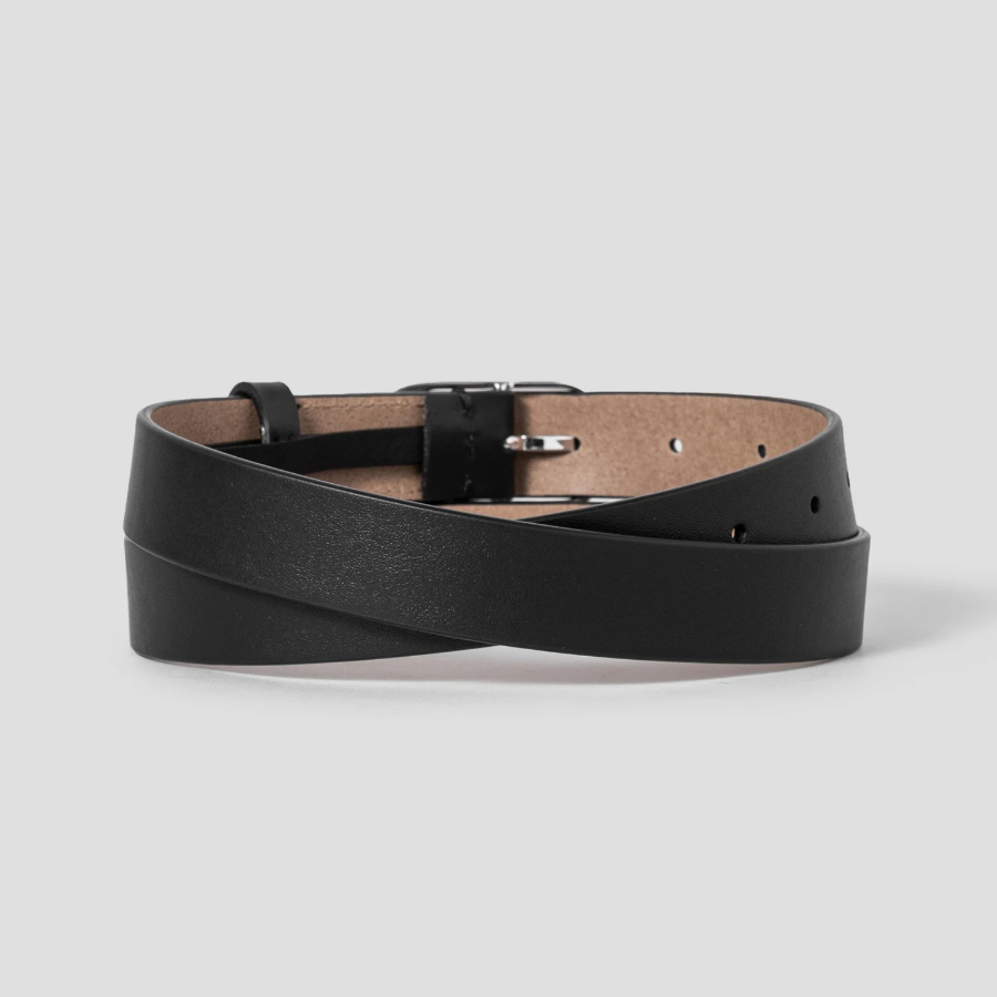 Theory Women Smooth Cow Oblong Belt M - Black