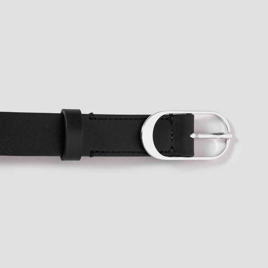 Theory Women Smooth Cow Oblong Belt M - Black