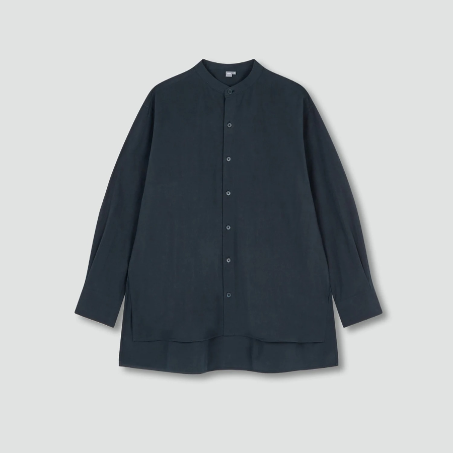 JAJU Henley Neck Shirt – Navy
