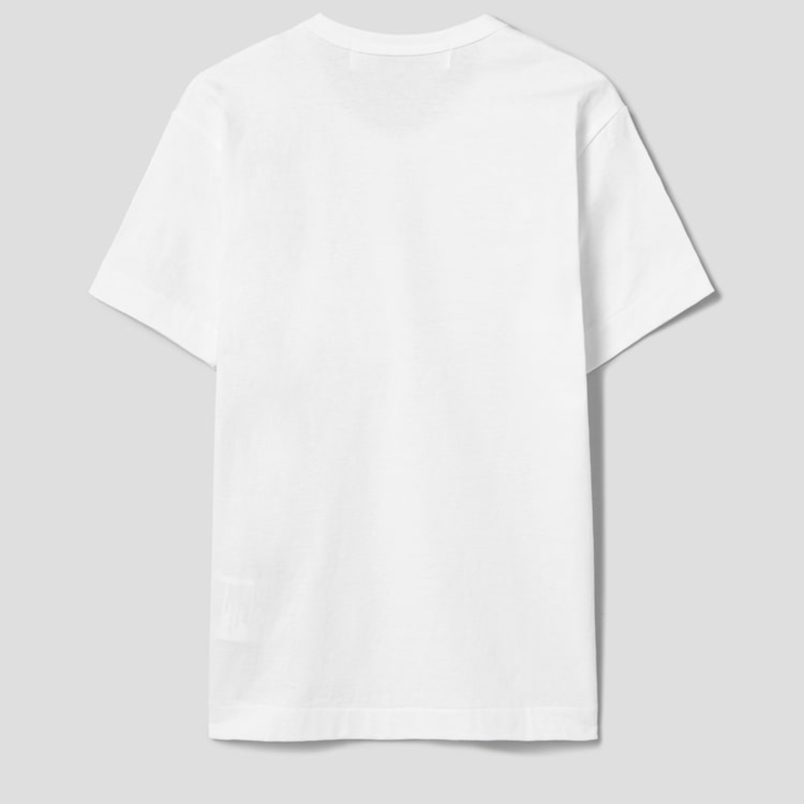 PLAY COMME des GARÇONS (Unisex) Horizontal 3 Heart Short Sleeve T-Shirt – White