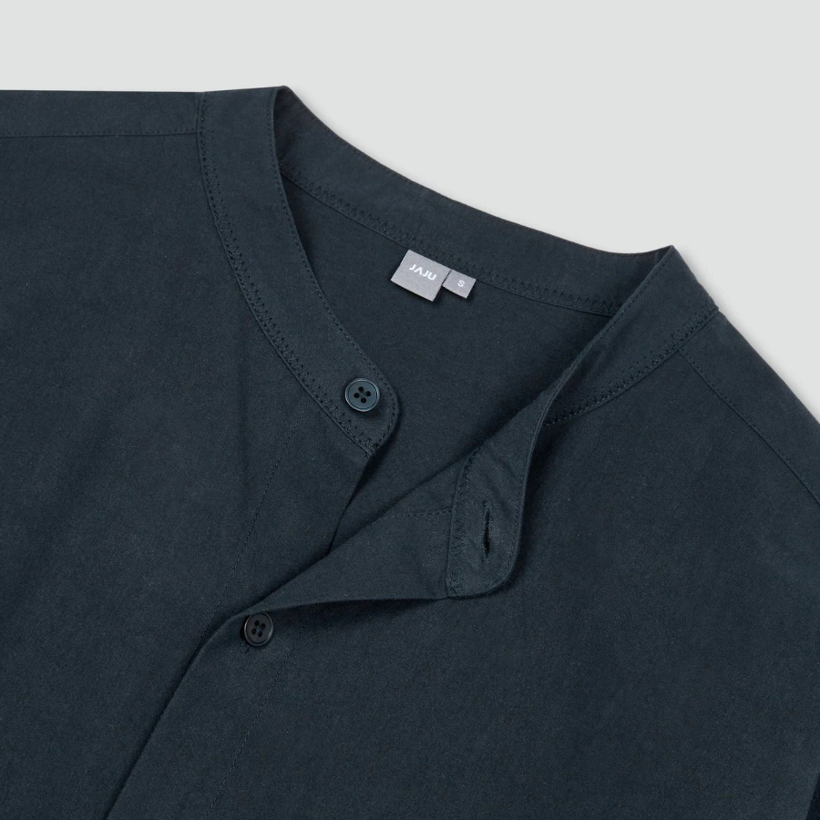 JAJU Henley Neck Shirt – Navy