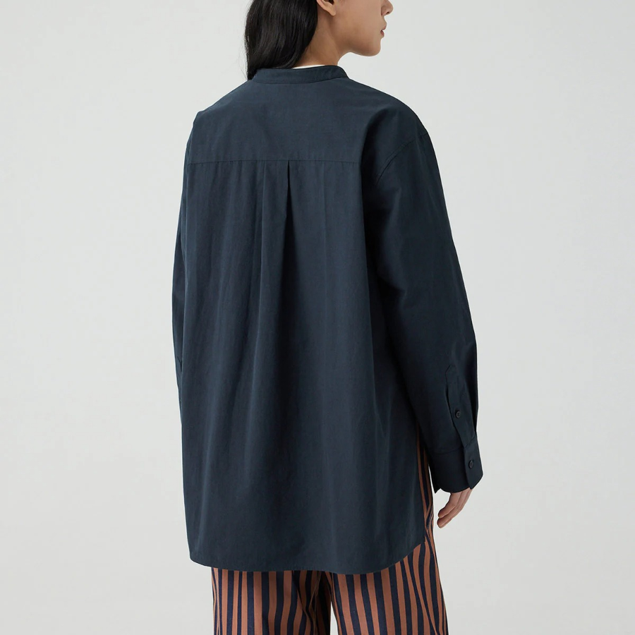 JAJU Henley Neck Shirt – Navy