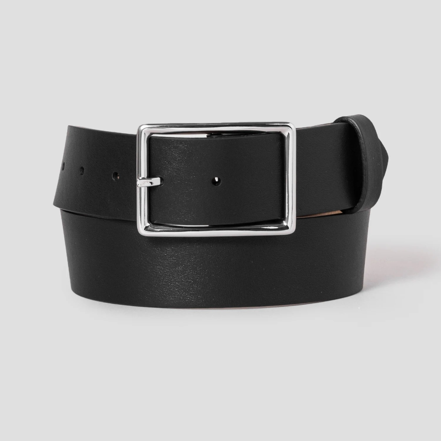 Theory Women Smooth Cow Center Bar Belt - Black