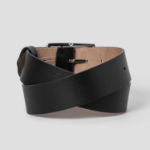 Theory Women Smooth Cow Center Bar Belt - Black