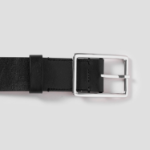 Theory Women Smooth Cow Center Bar Belt - Black