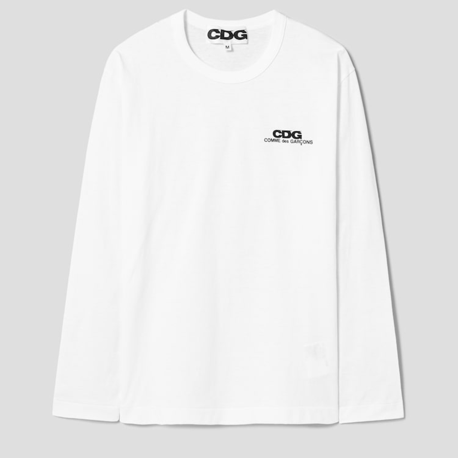 CDGCDGCDG Small Logo Printed Long Sleeve T-Shirt – White