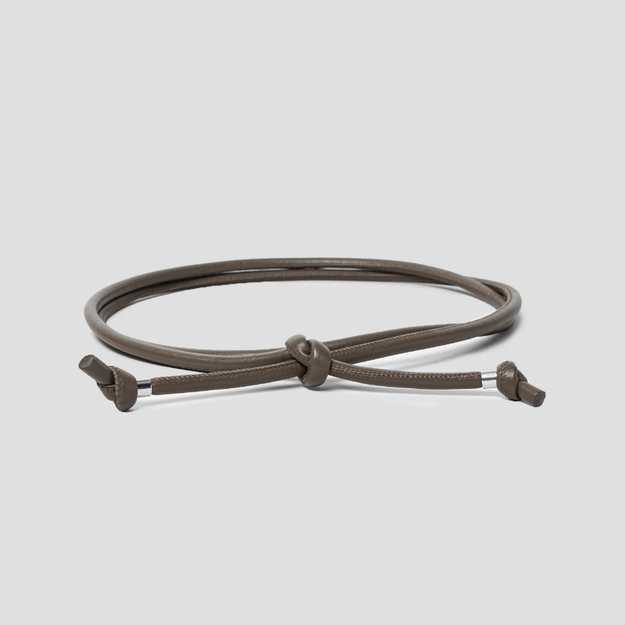 Theory Women Smooth Cow Tie Belt - Dark Olive